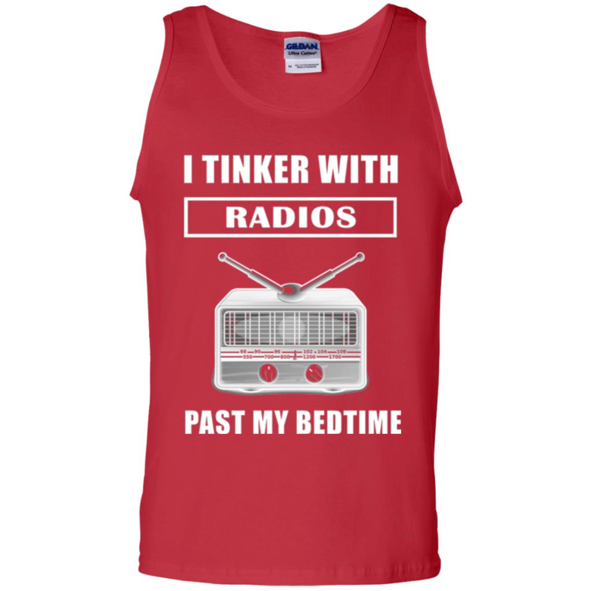 Funny Radio T-shirt I Tinker With Radios Past My Bedtime Red