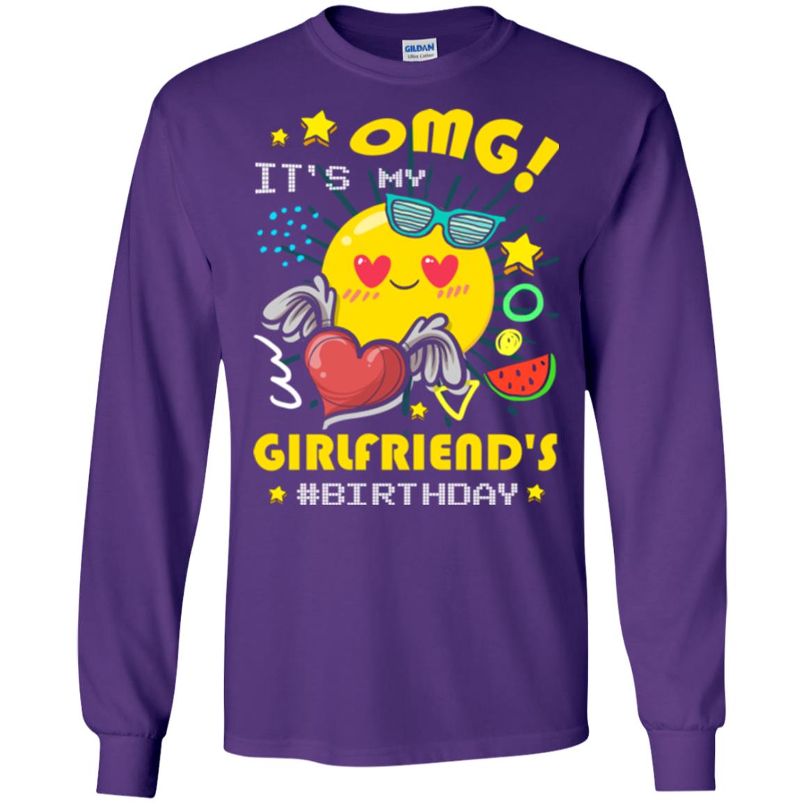 Boyfriend T-shirt Omg It's My Girlfriend's #birthday Purple