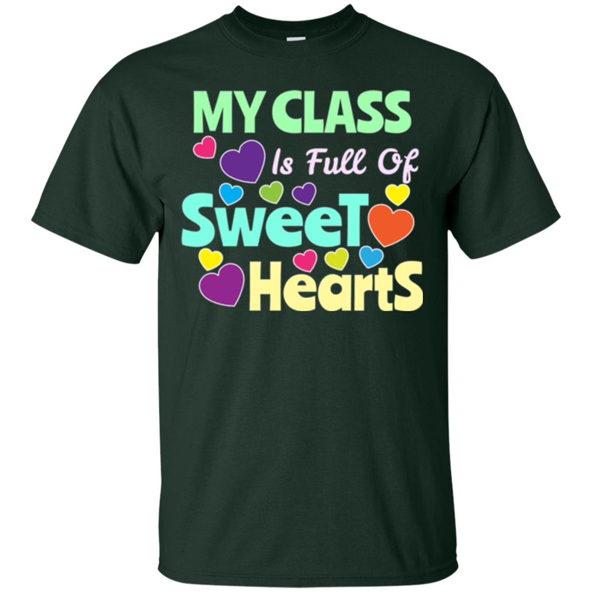 Valentines Day T-shirt I Love My Sweet Hearts Forest Green