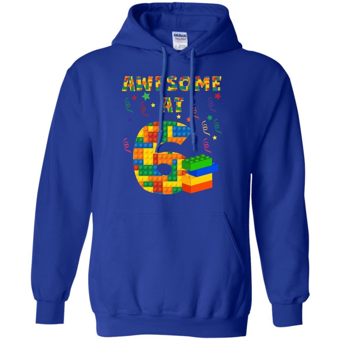 Awesome At 6 Age 6 Six Blocks Bricks Theme Shirt Royal