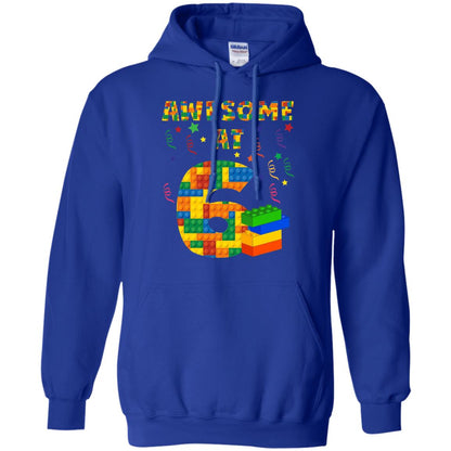 Awesome At 6 Age 6 Six Blocks Bricks Theme Shirt Royal
