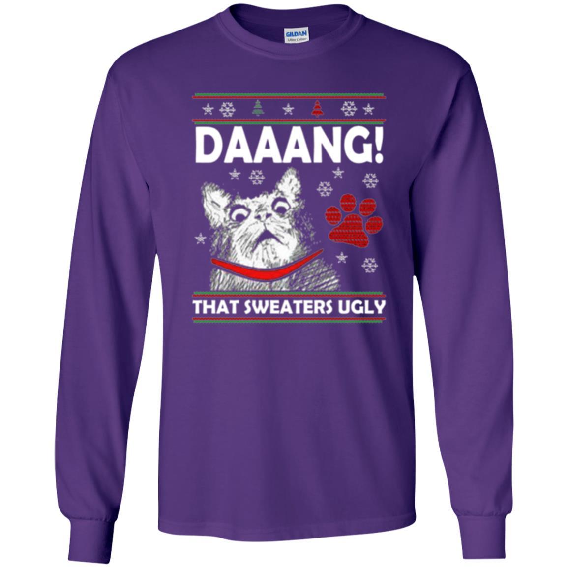 Christmas Cat T-shirt Daaang That Sweaters Ugly Purple