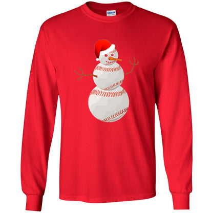 Christmas Baseball T-shirt Baseball Snowman Red