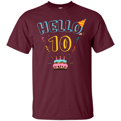 Hello 10 Ten Years Old 10th 2008s Birthday Gift Shirt Maroon