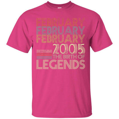 February Retro Classic Vintage 2005 The Birth Of Legends 13th Birthday T-shirt Heliconia