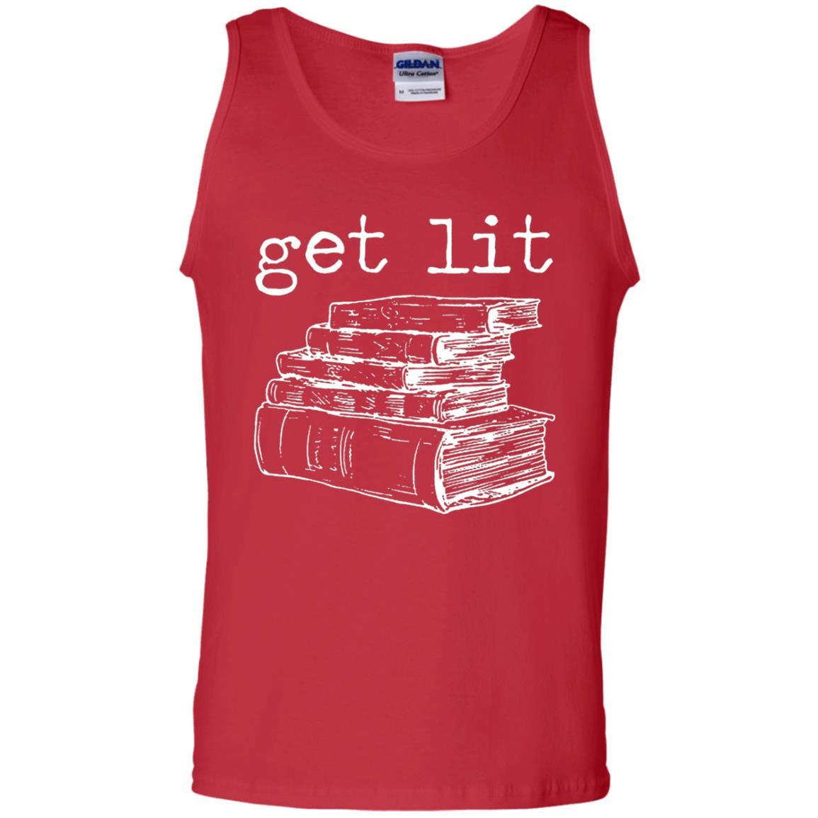 Merry Christmas T-shirt Get Lit Design With Books Red