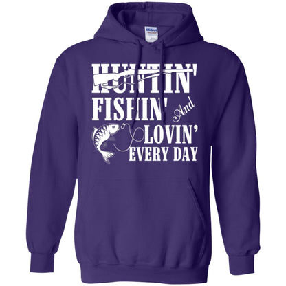 Hunting Lovers T-shirt Huntin_ Fishin_ And Lovin_ Everyday Purple