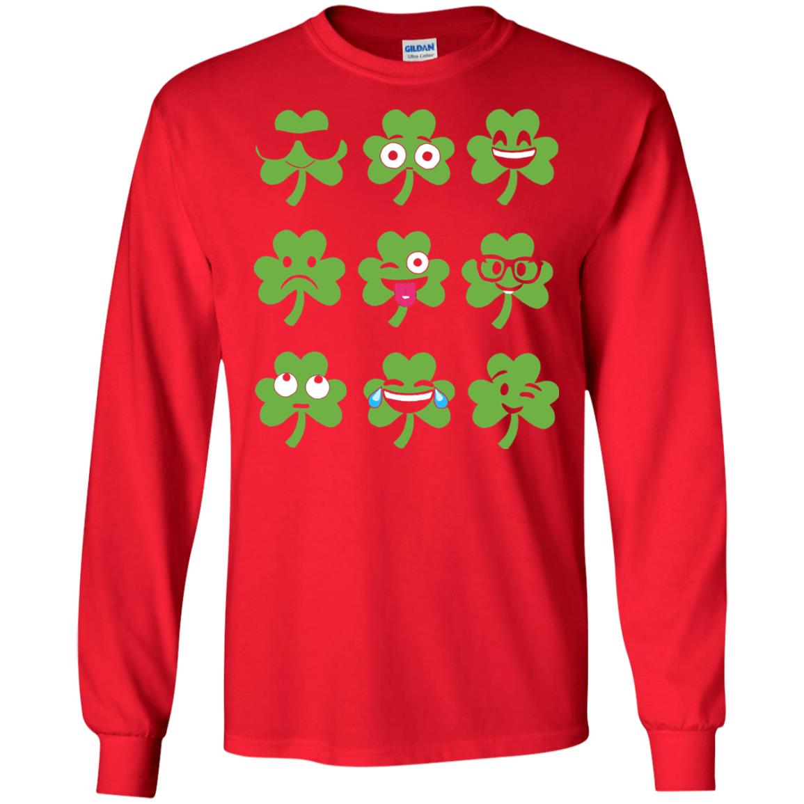 Emoji Shamrock St. Patrick_s Day T-shirt Red