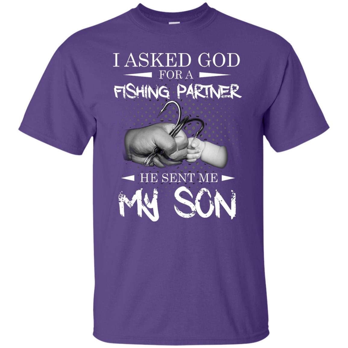 Fishing Daddy Shirt I Asked God For A Fishing Partner He Sent Me My Son Purple