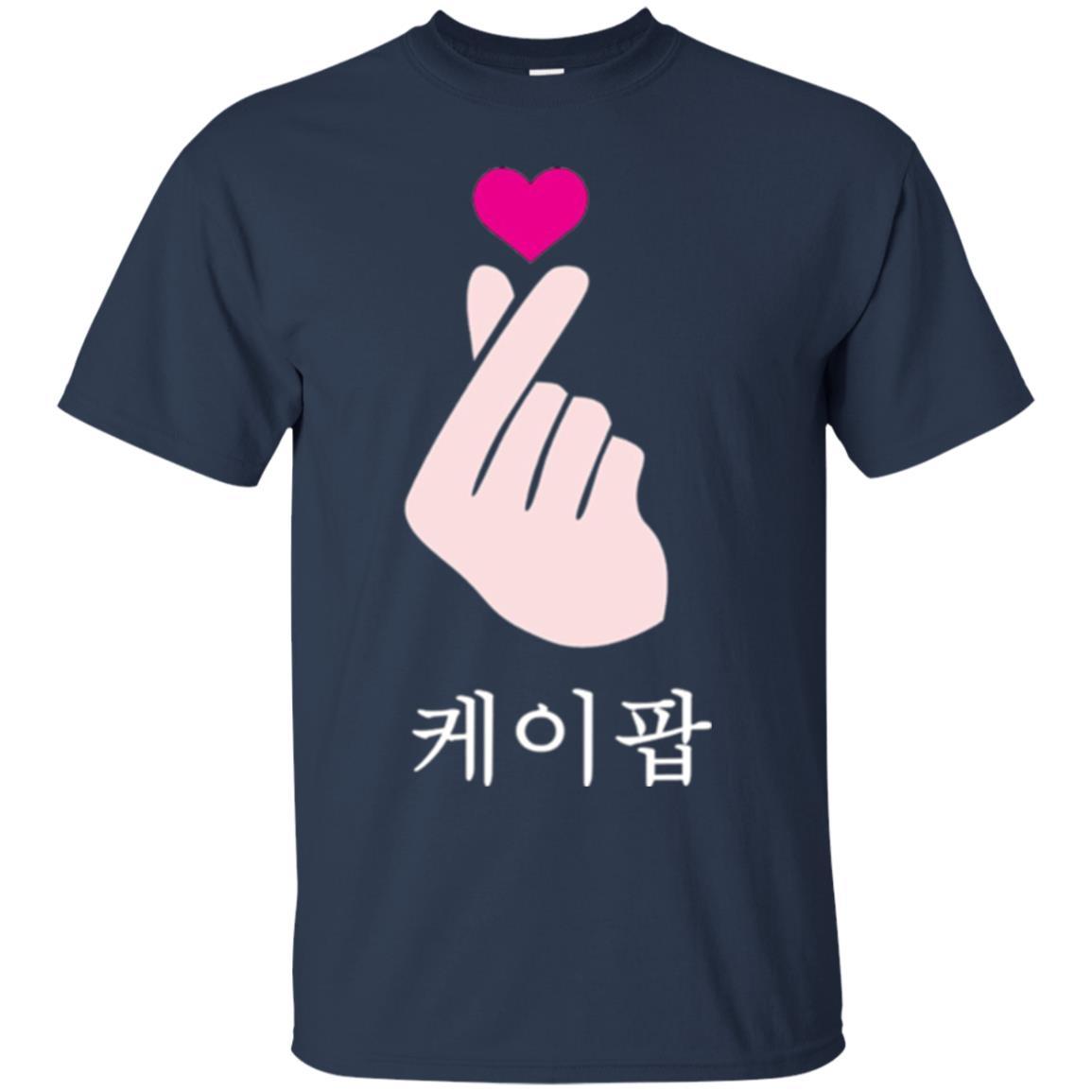 K-pop T-shirt Hand Symbol Cute Korean Music Navy