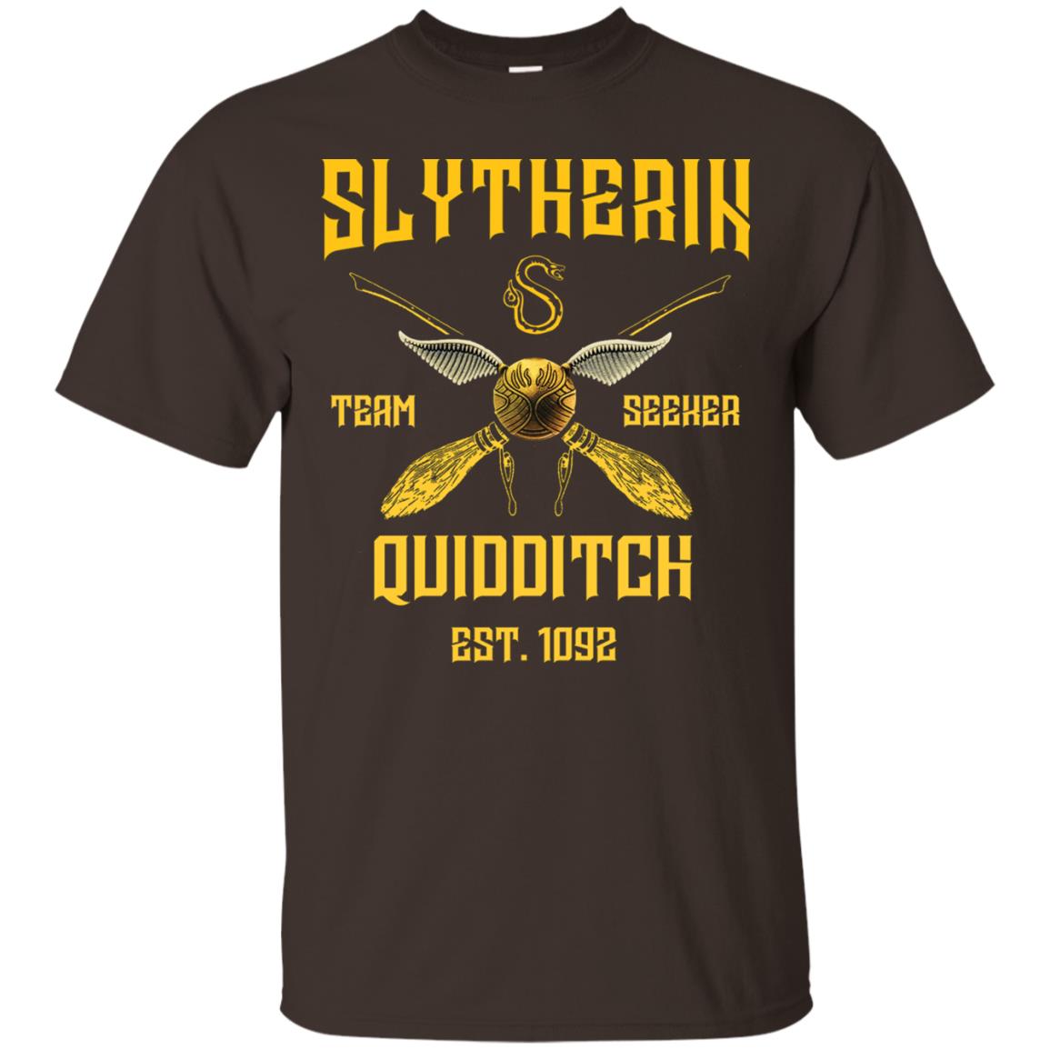Slytherin Quiddith Team Seeker Est 1092 Harry Potter Shirt Dark Chocolate