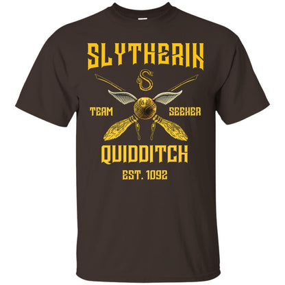 Slytherin Quiddith Team Seeker Est 1092 Harry Potter Shirt Dark Chocolate