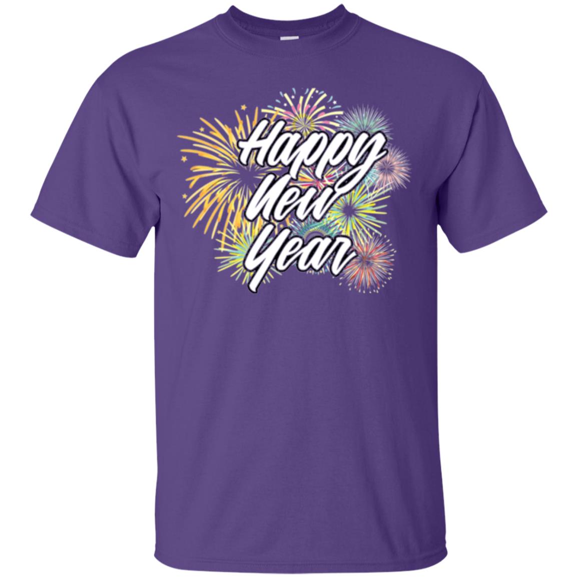 Happy New Year T-shirt Fireworks Purple
