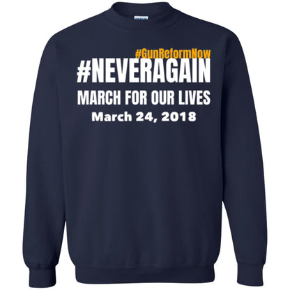 March For Our Lives Never Again Anti Gun T-shirt Navy