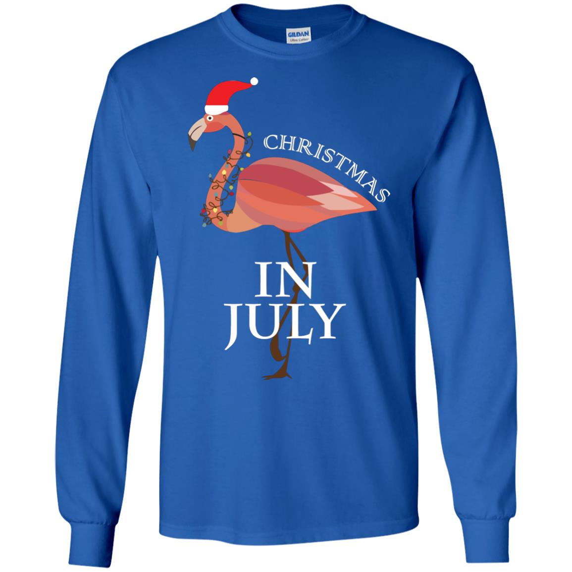 Flamingo With Santa_s Hat Christmas In July Xmas In Summer Shirt Royal
