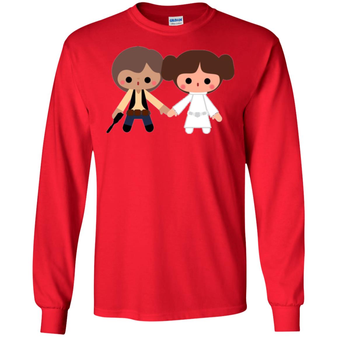 Cartoon T-shirt Han Solo Princess Leia Red