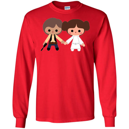 Cartoon T-shirt Han Solo Princess Leia Red