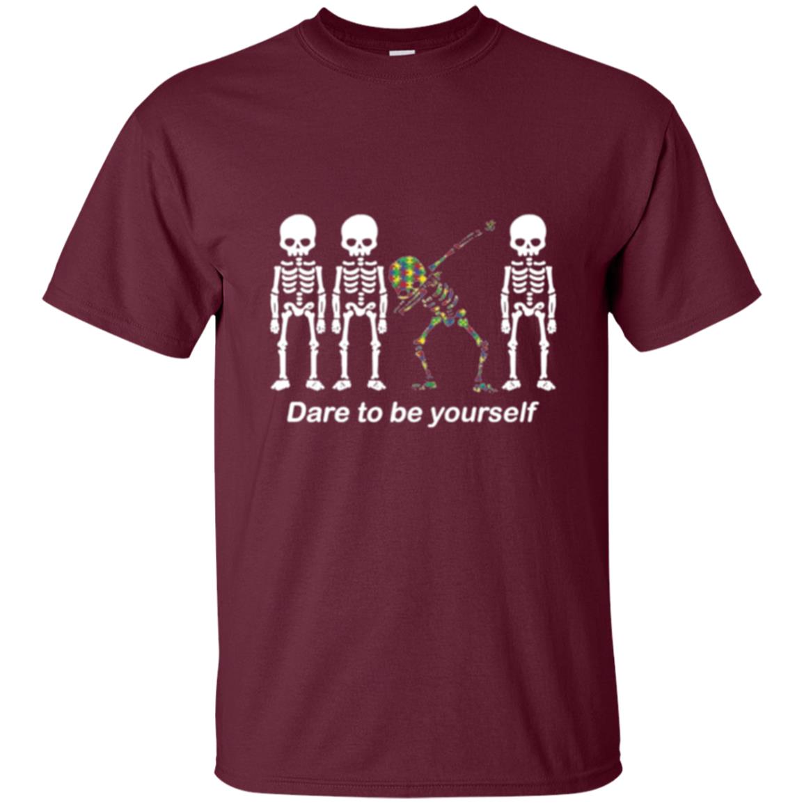 Dabbing T-shirt Dabbing Skeleton Dare To Be Yourself Maroon