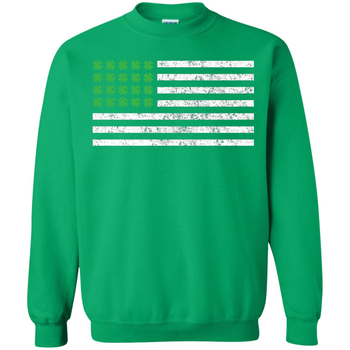 Usa Flag With Irish Shamrock St Patricks Day T-shirt Irish Green