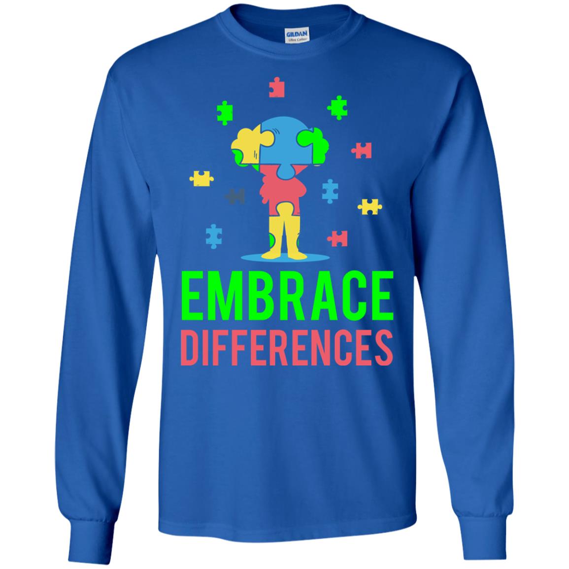 Autism Awareness T-shirt Embrace Differences Royal
