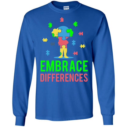 Autism Awareness T-shirt Embrace Differences Royal