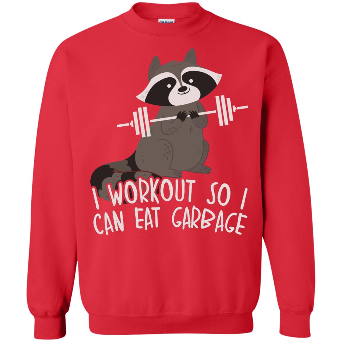I Workout So I Can Eat Garbage Funny Fitness Raccoon Shirt For Gymer Red