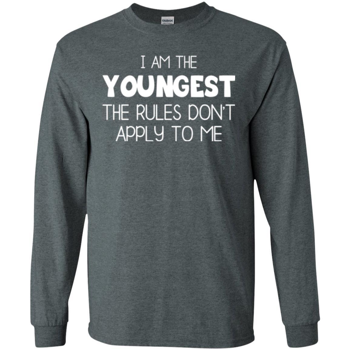 Family T-shirt I Am The Youngest The Rules Don't Apply To Me Dark Heather