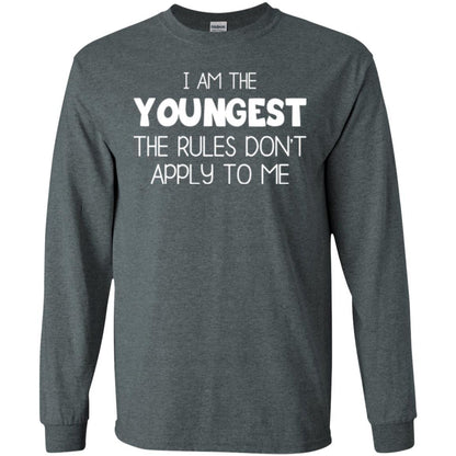Family T-shirt I Am The Youngest The Rules Don't Apply To Me Dark Heather