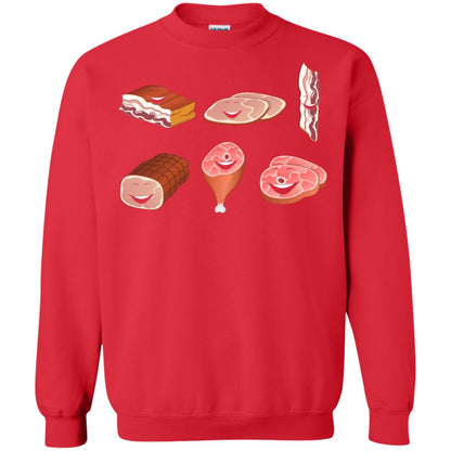 Funny Bbq T-shirt Meat Family Red