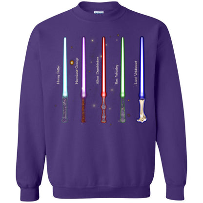 Harry Potter Lightsaber Wands Movie Fan T-shirt Purple