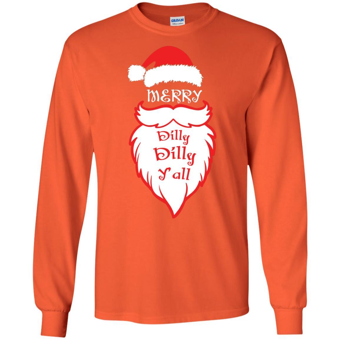 Christmas T-shirt Merry Dilly Dilly Y'all Orange