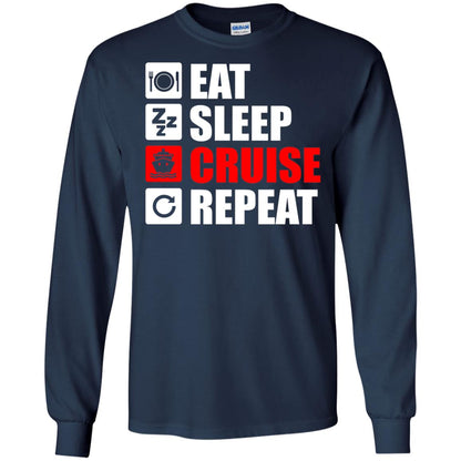 Eat Sleep Cruise Repeat Summer Vacation T-shirt Navy