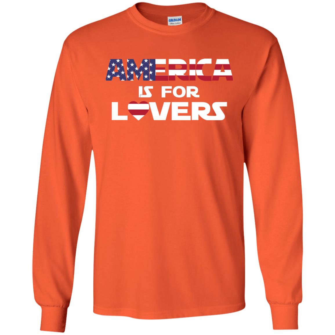 America Is For Lovers Flag Of United States Shirt Orange