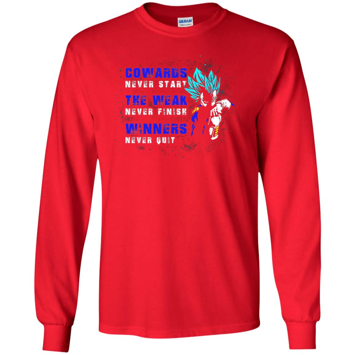 Cowards Never Start The Weak Never Finish Comic T-shirt Red