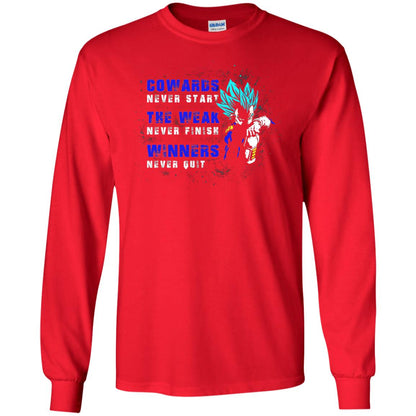 Cowards Never Start The Weak Never Finish Comic T-shirt Red