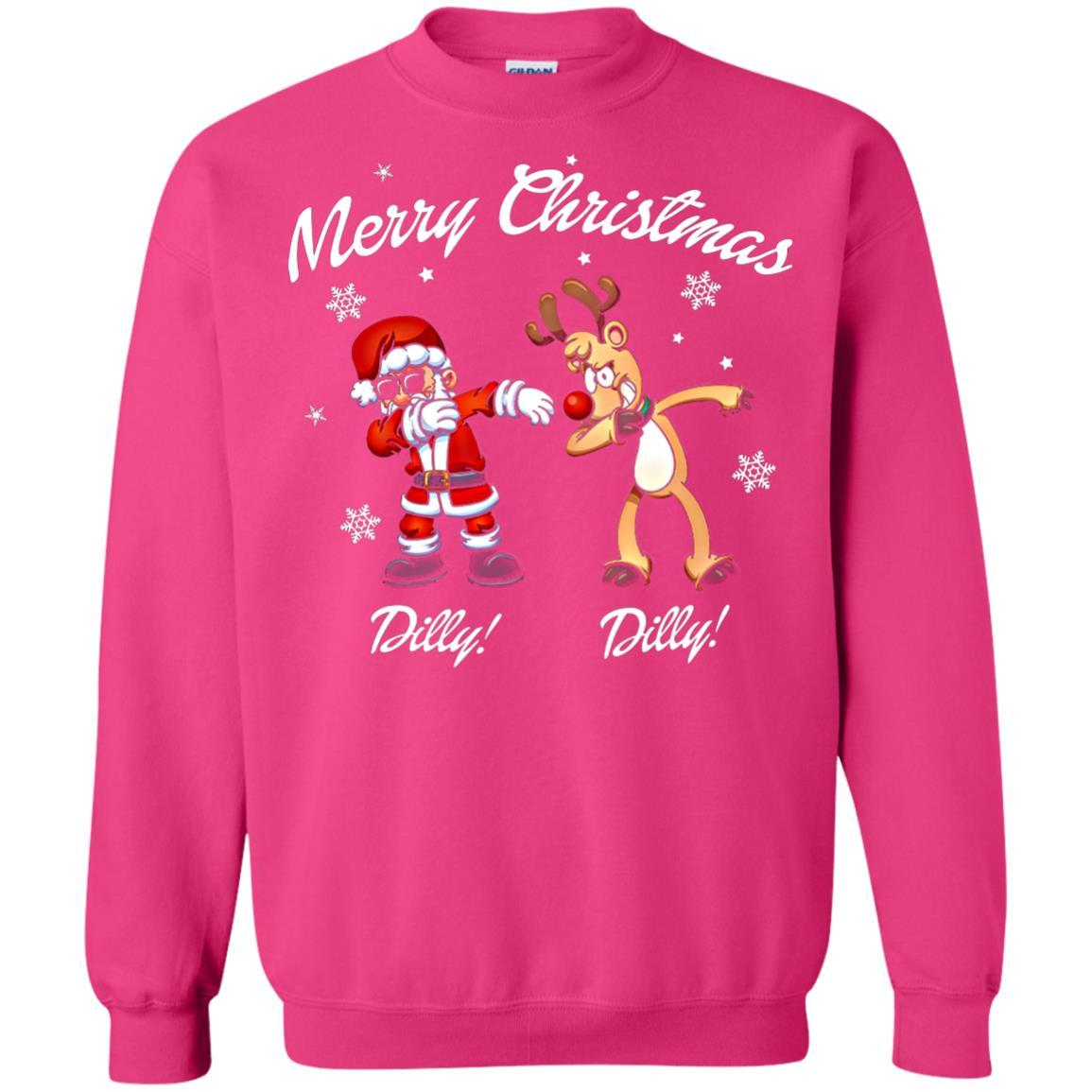 Christmas T-shirt Santa And Reindeer Dilly Dilly