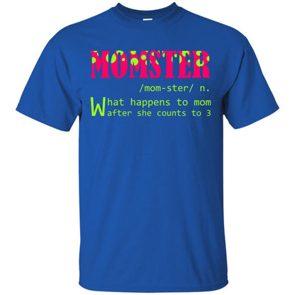 Momster What Happens To Mom After She Counts To 3 Shirt For Mom Royal