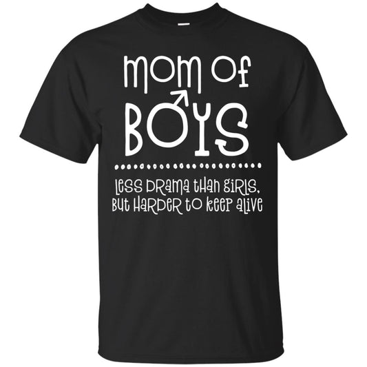 Mom Of Boys Shirt Less Drama Than Girls Black