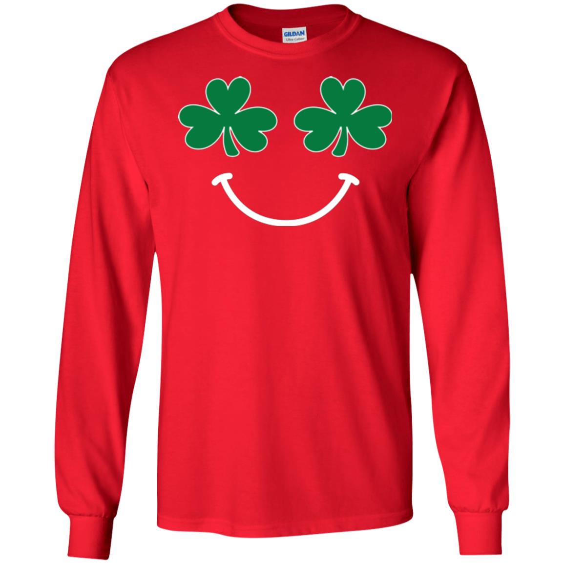 Saint Patrick's Day T-shirt Smiling Shamrocks Red
