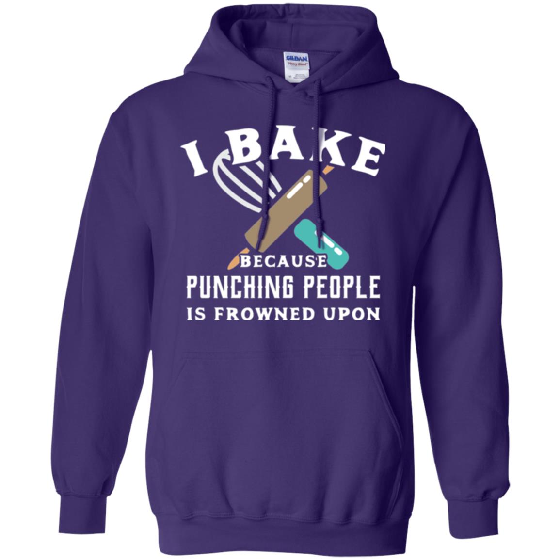 Baking T-shirt I Bake Because Punching People Frowned Upon Purple