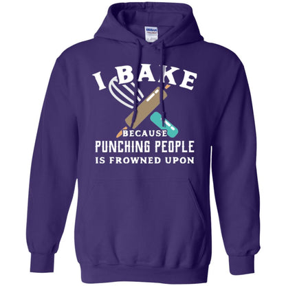 Baking T-shirt I Bake Because Punching People Frowned Upon Purple