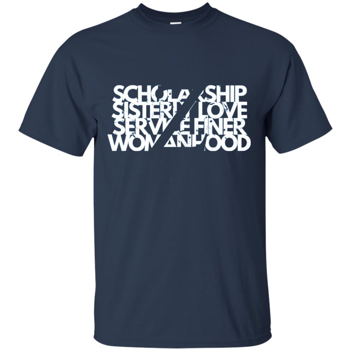 Scholarship Sisterly Love Service Finer Woman Hood T-shirt Navy