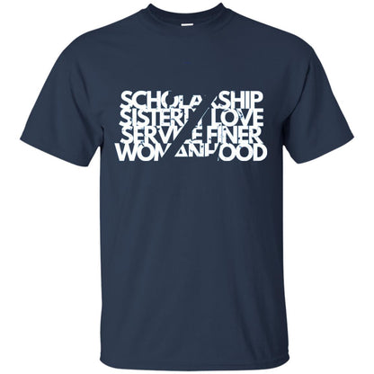 Scholarship Sisterly Love Service Finer Woman Hood T-shirt Navy