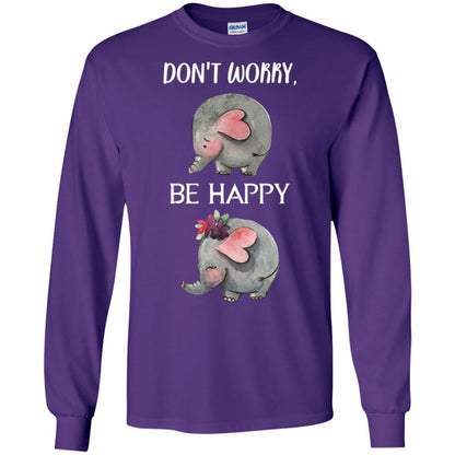 Don't Worry Be Happy Elephant Best Quote Shirt Purple