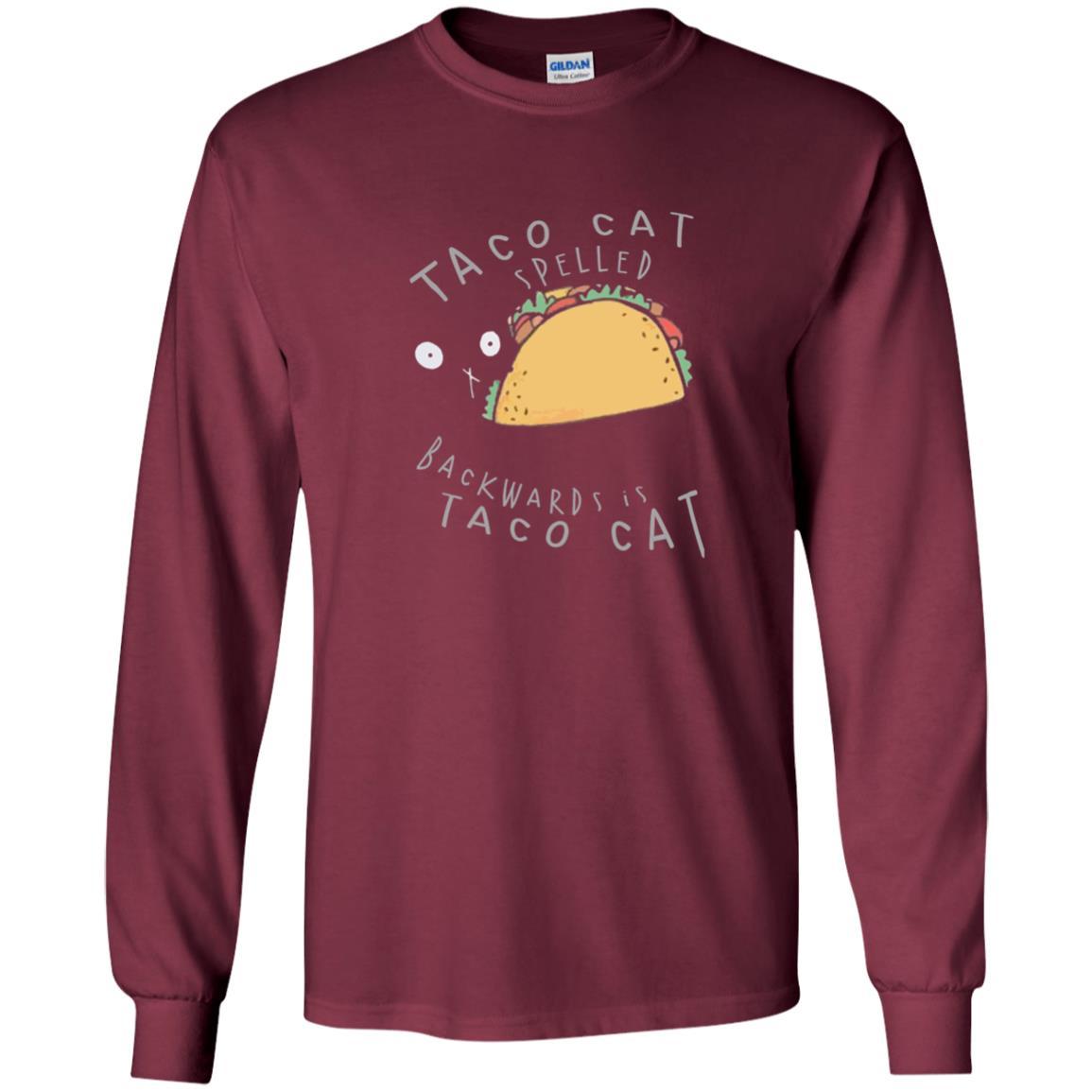 Cat Lovers T-shirt Taco Cat Spelled Backward Is Taco Cat Maroon