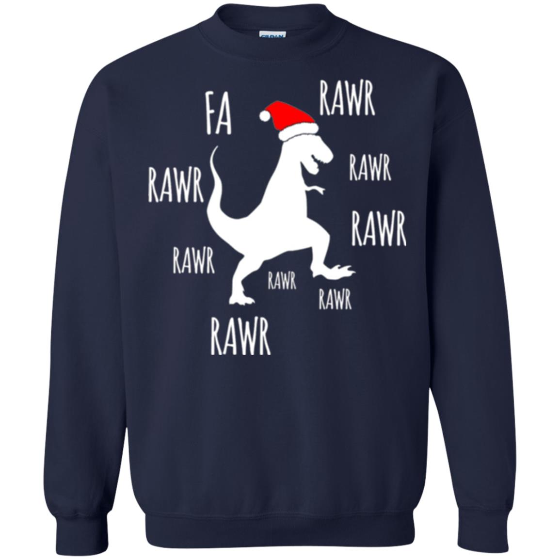 Christmas T-shirt Fa Rawr Rawr Funny T-rex Dinosaur Navy