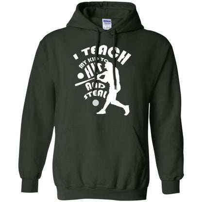 Baseball Lover T-shirt I Teach My Kid To Hit And Steal Forest Green