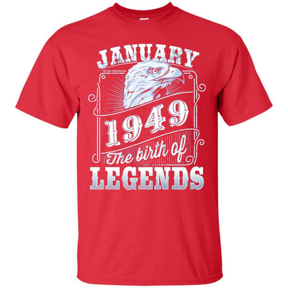 69th Birthday T-shirt January 1949 Birth Of Legend Red
