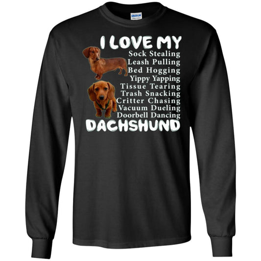 Dachshund T-shirt Sock Stealing Bed Hogging Black