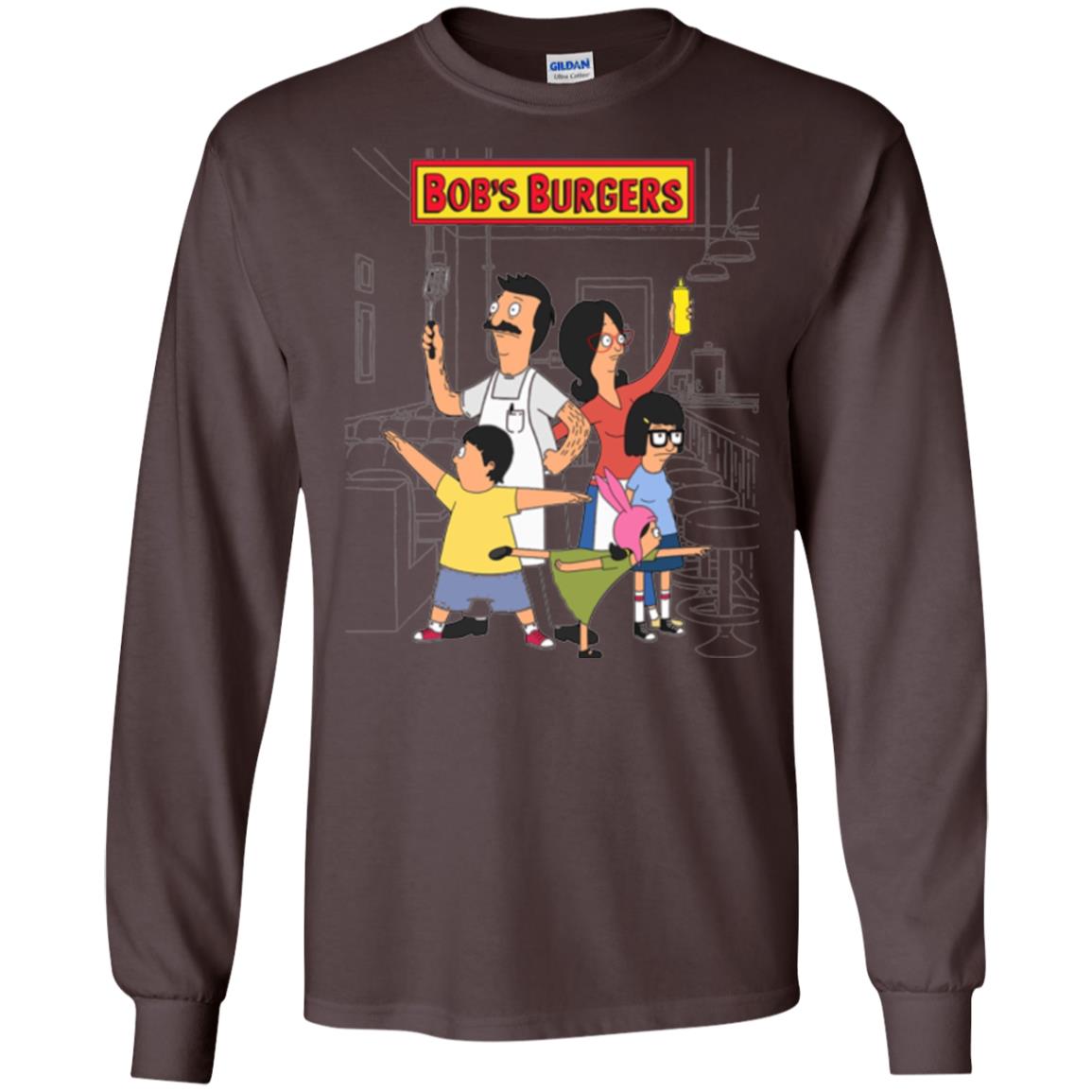 Family Group Hero Pose T-shirt Bob_s Burgers Dark Chocolate